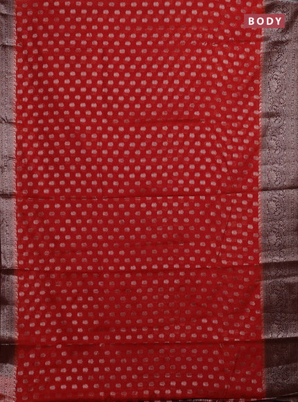 Rustic Orange & Wine Semi Chiniya Silk Saree