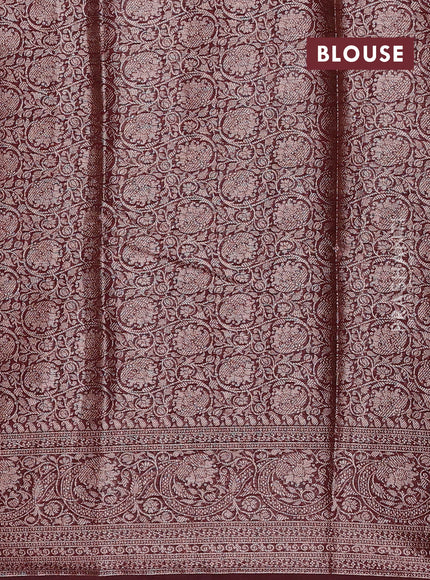 Rustic Orange & Wine Semi Chiniya Silk Saree