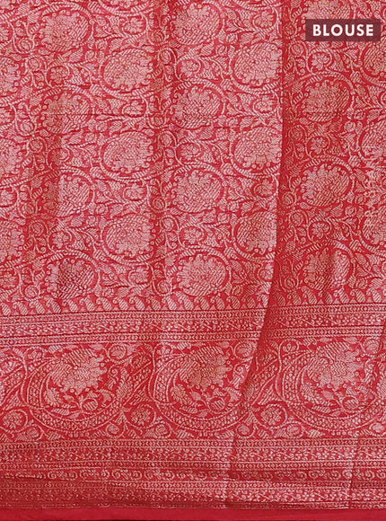 Bottle Green & Red Semi Chiniya Silk Saree