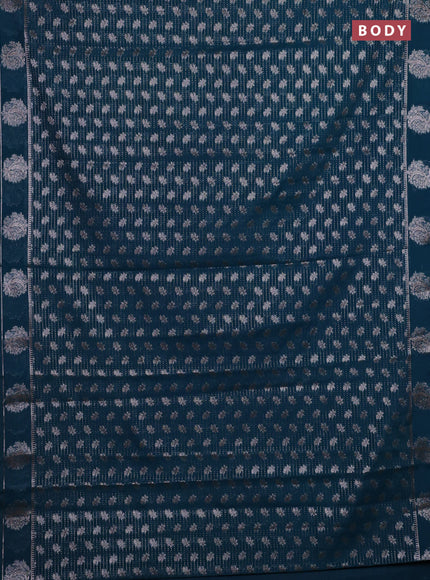 Peacock Blue Semi Chiniya Silk Saree