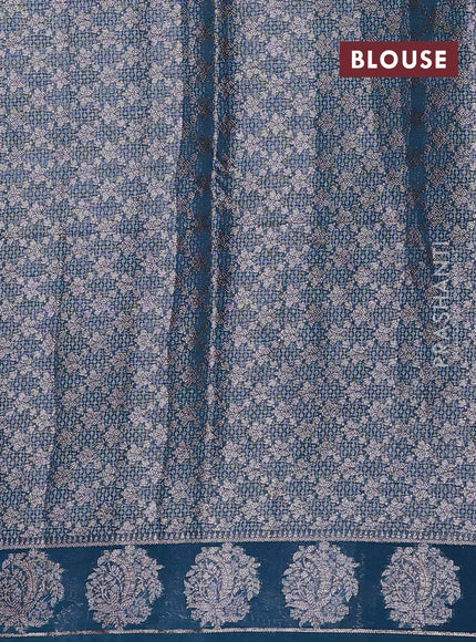 Peacock Blue Semi Chiniya Silk Saree