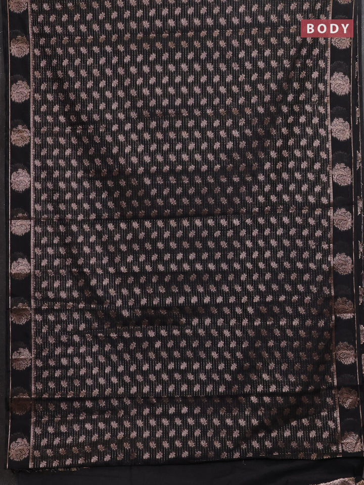 Black Semi Chiniya Silk Saree