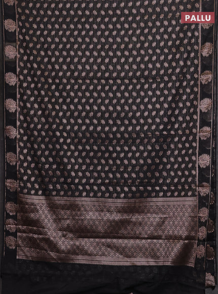 Black Semi Chiniya Silk Saree