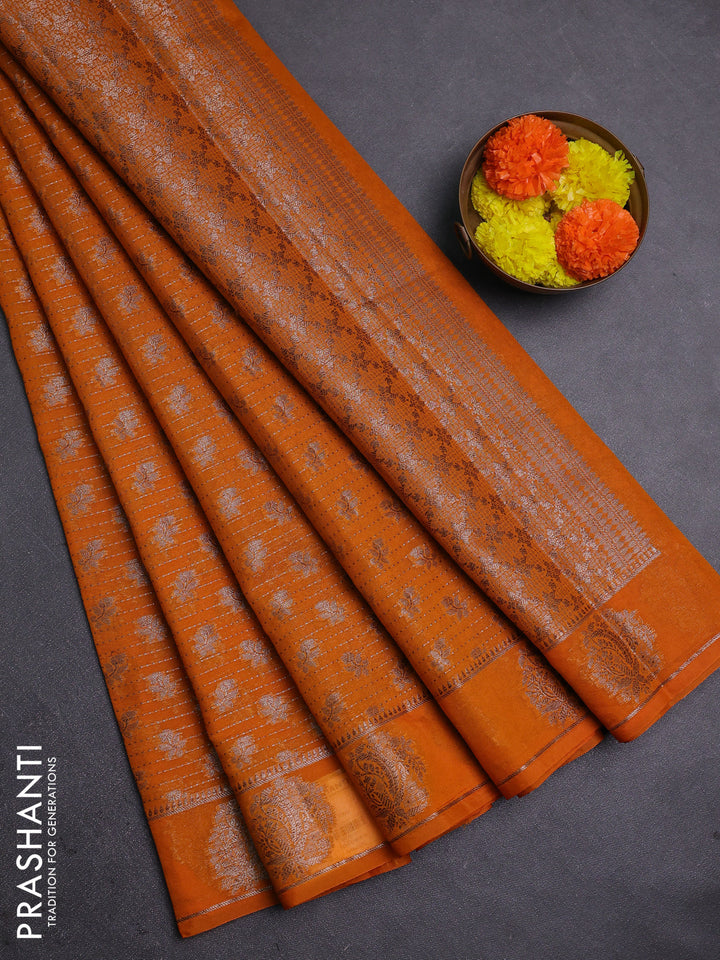 Mango Yellow Semi Chiniya Silk Saree