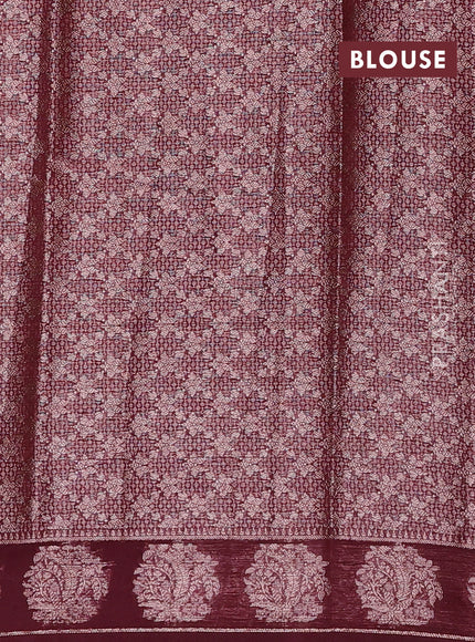 Wine Semi Chiniya Silk Saree