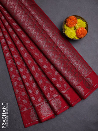 Red Semi Chiniya Silk Saree