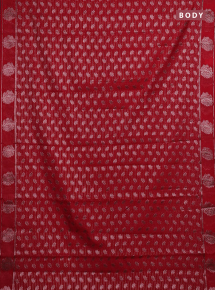 Red Semi Chiniya Silk Saree