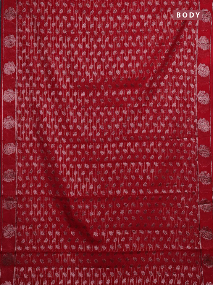 Red Semi Chiniya Silk Saree