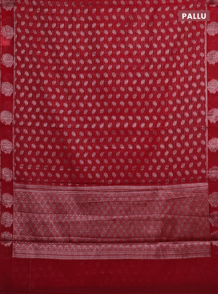 Red Semi Chiniya Silk Saree