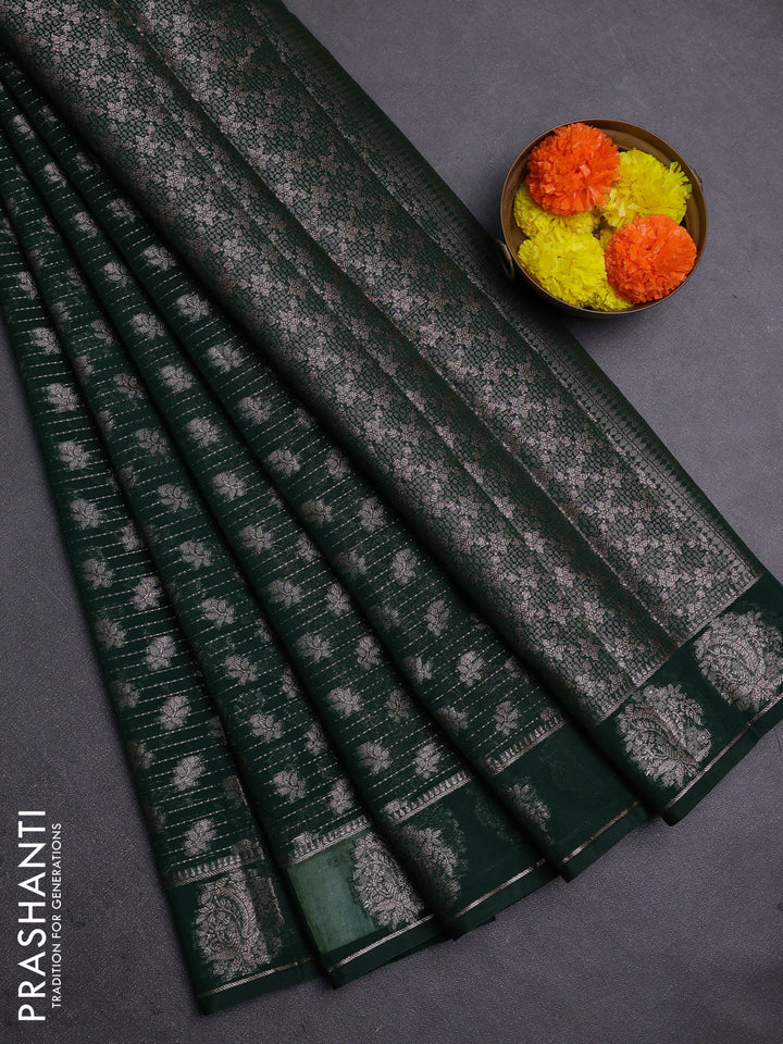 Green Semi Chiniya Silk Saree