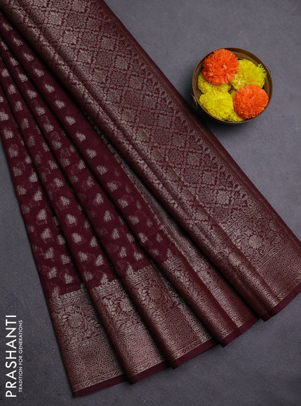 Maroon Semi Chiniya Silk Saree