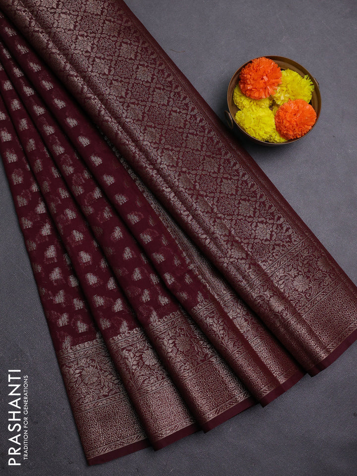 Maroon Semi Chiniya Silk Saree