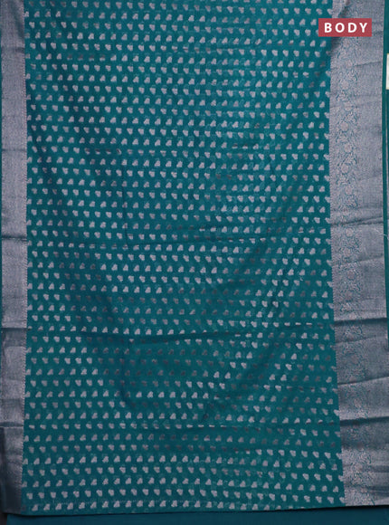 Peacock Blue Semi Chiniya Silk Saree