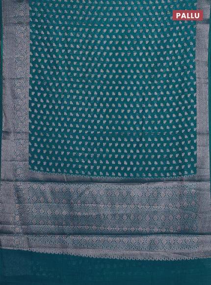 Peacock Blue Semi Chiniya Silk Saree