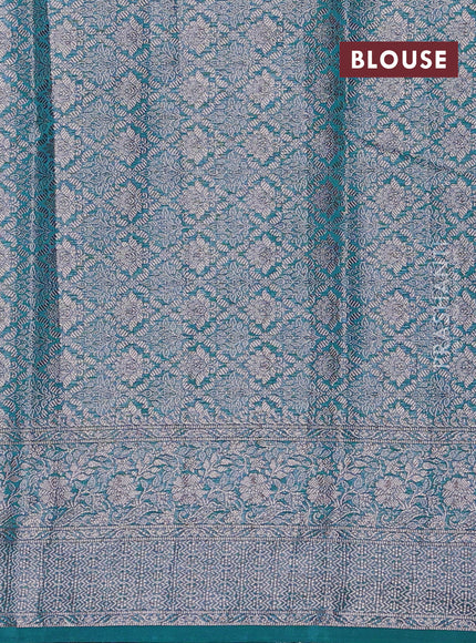 Peacock Blue Semi Chiniya Silk Saree