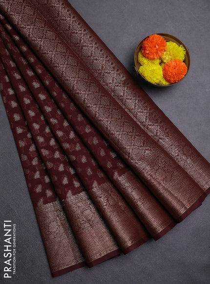 Coffee Brown Semi Chiniya Silk Saree