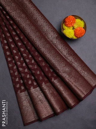 Coffee Brown Semi Chiniya Silk Saree