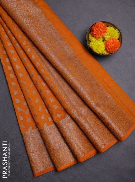 Mango Yellow Semi Chiniya Silk Saree
