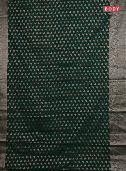 Bottle Green Semi Chiniya Silk Saree