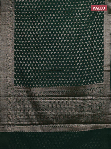 Bottle Green Semi Chiniya Silk Saree