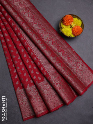 Red Semi Chiniya Silk Saree