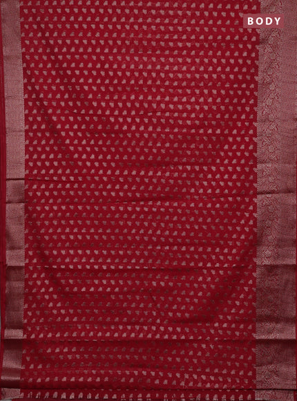 Red Semi Chiniya Silk Saree