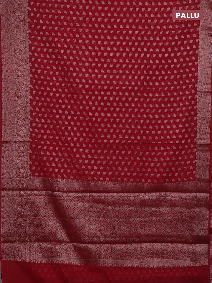Red Semi Chiniya Silk Saree