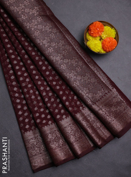 Maroon Semi Chiniya Silk Saree