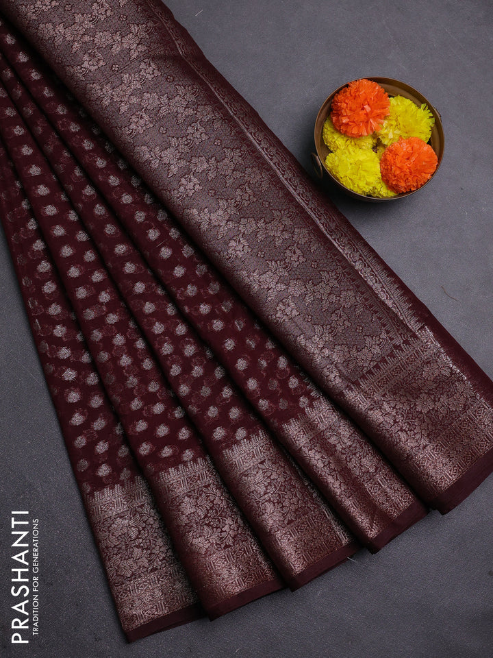 Maroon Semi Chiniya Silk Saree