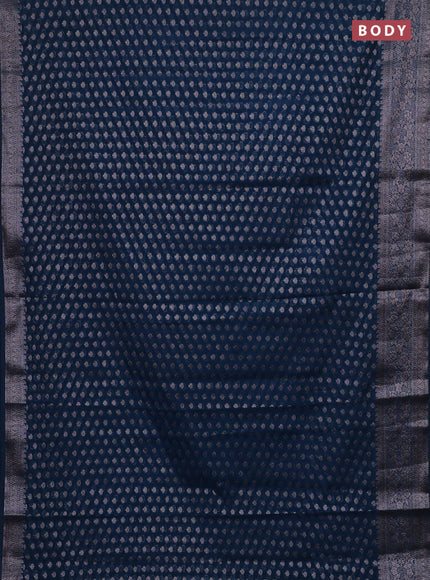 Peacock Blue Semi Chiniya Silk Saree