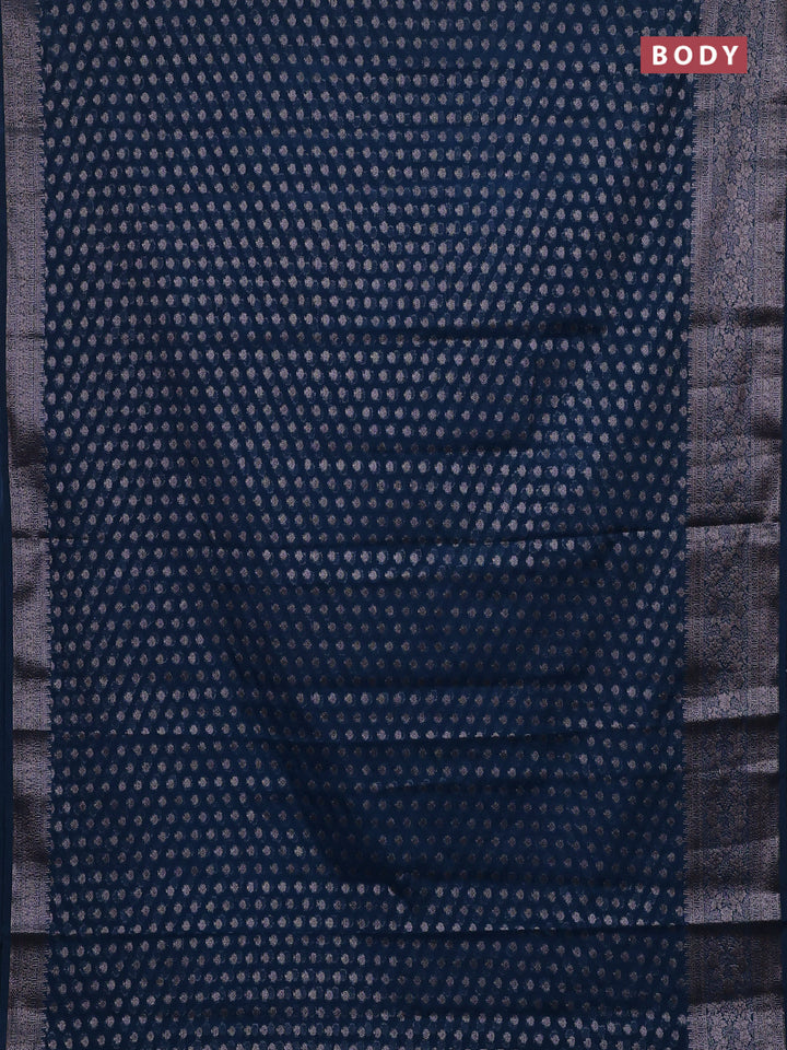Peacock Blue Semi Chiniya Silk Saree