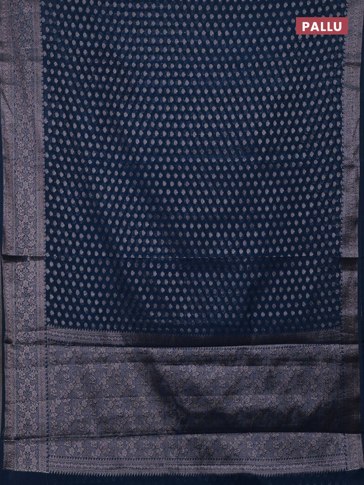 Peacock Blue Semi Chiniya Silk Saree