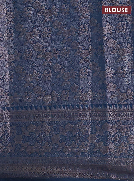 Peacock Blue Semi Chiniya Silk Saree