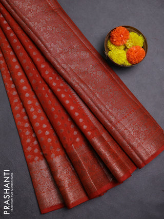 Rust Semi Chiniya Silk Saree