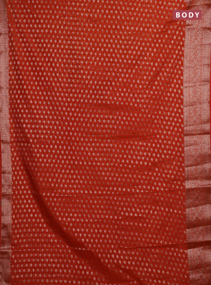Rust Semi Chiniya Silk Saree