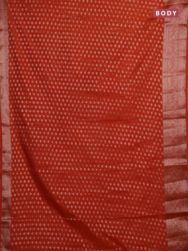 Rust Semi Chiniya Silk Saree