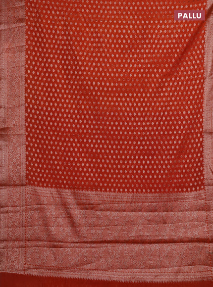 Rust Semi Chiniya Silk Saree