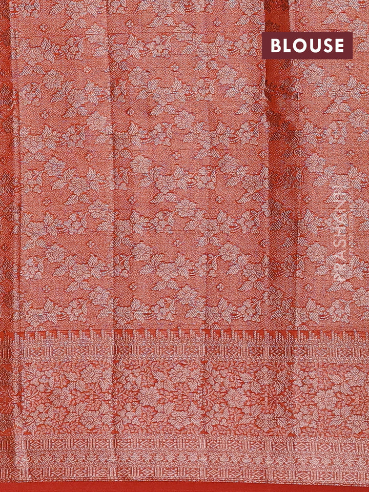 Rust Semi Chiniya Silk Saree