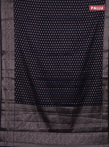 Navy Blue Semi Chiniya Silk Saree