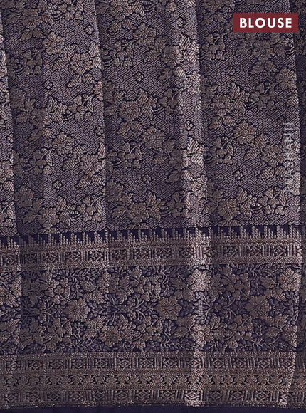 Navy Blue Semi Chiniya Silk Saree