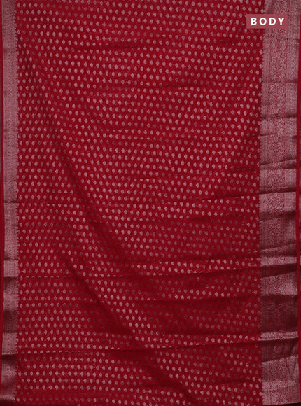 Red Semi Chiniya Silk Saree