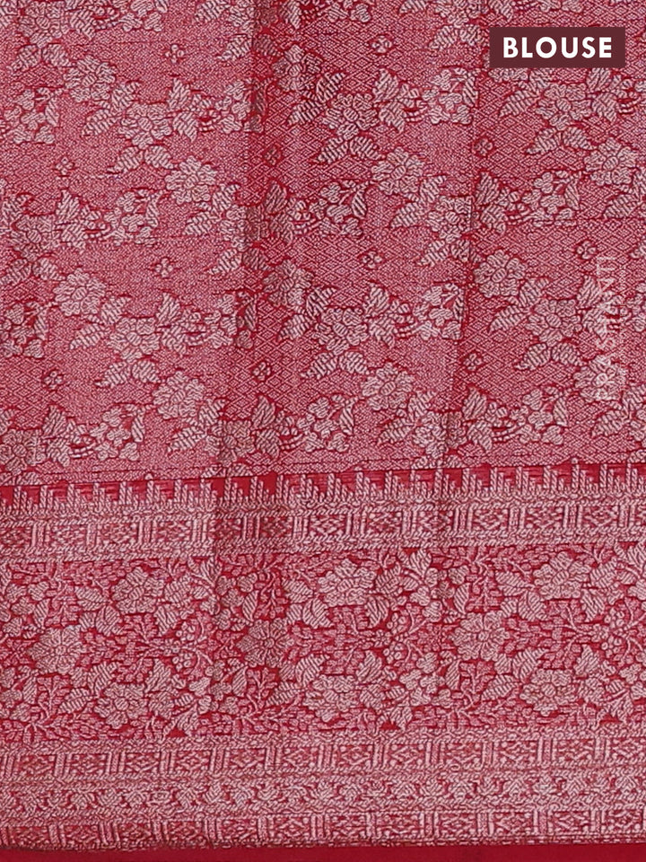 Red Semi Chiniya Silk Saree