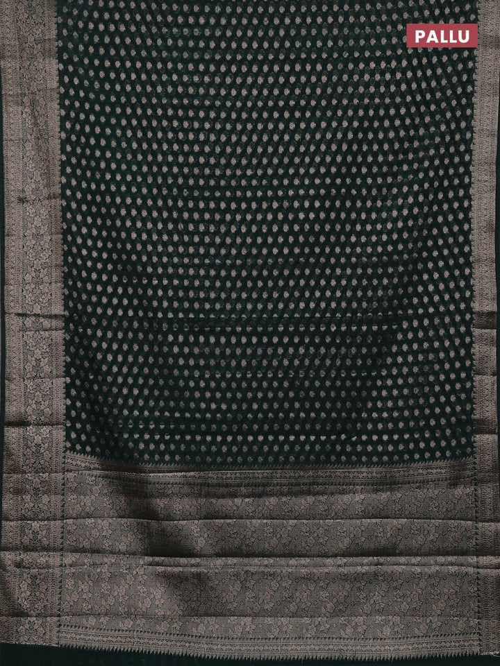 Bottle Green Semi Chiniya Silk Saree