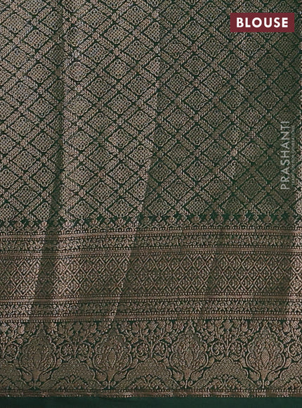 Pink & Bottle Green Semi Chiniya Silk Saree