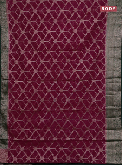 Wine  & Bottle Green Semi Chiniya Silk Saree