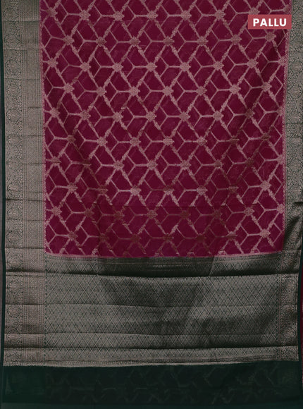 Wine  & Bottle Green Semi Chiniya Silk Saree