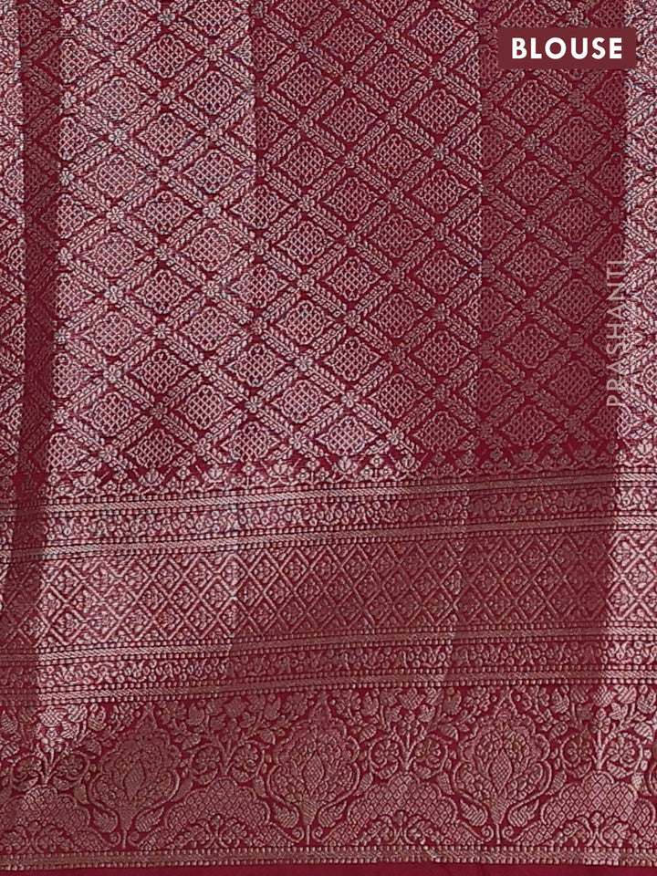 Peacock Blue & Maroon Semi Chiniya Silk Saree