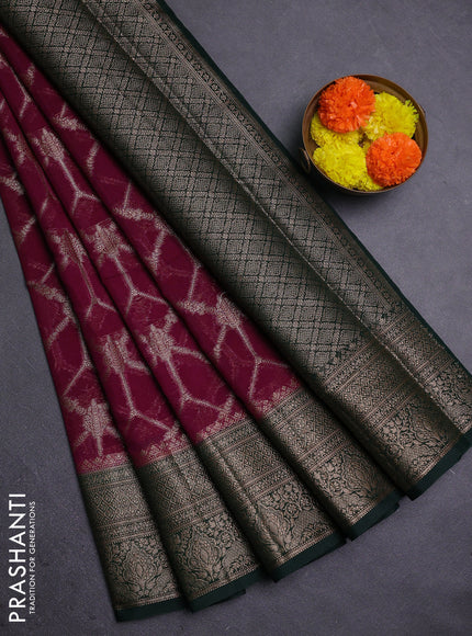 Maroon & Bottle Green Semi Chiniya Silk Saree