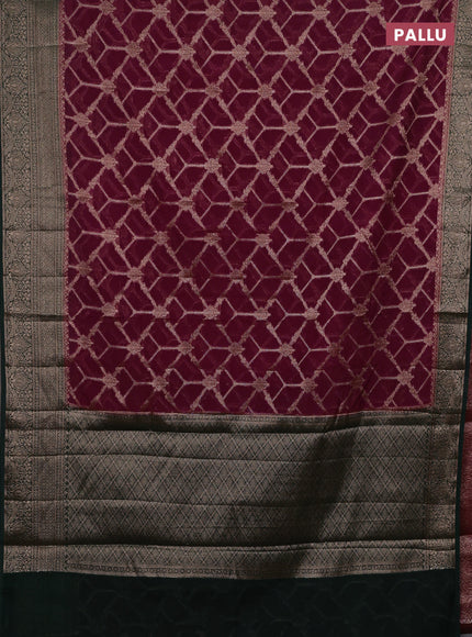 Maroon & Bottle Green Semi Chiniya Silk Saree