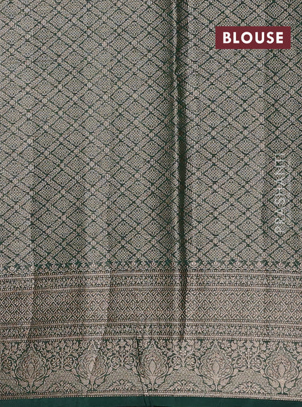 Red & Bottle Green Semi Chiniya Silk Saree